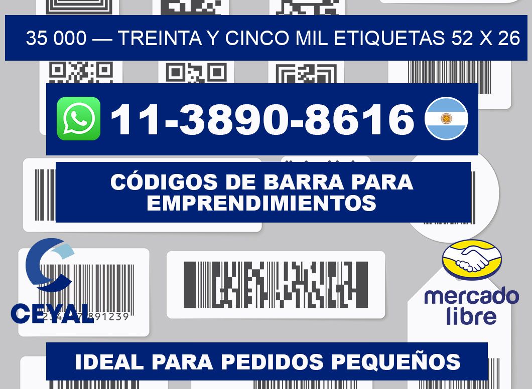 35 000 — treinta y cinco mil etiquetas 52 x 26