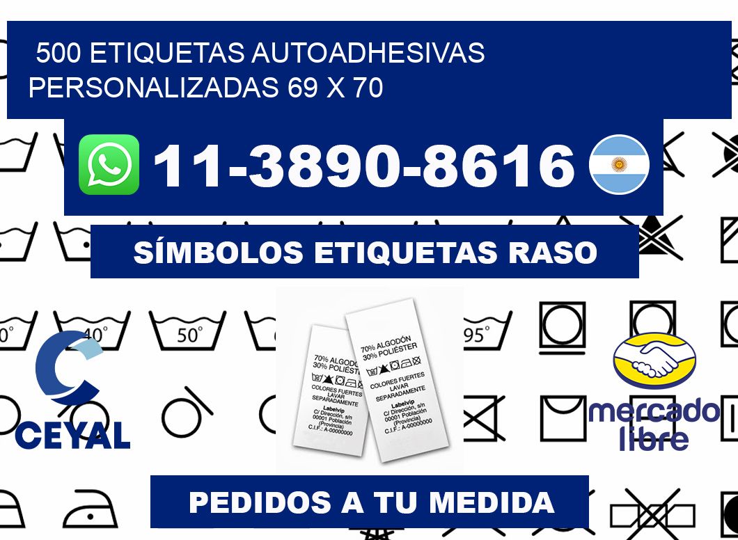 500 Etiquetas autoadhesivas personalizadas 69 x 70