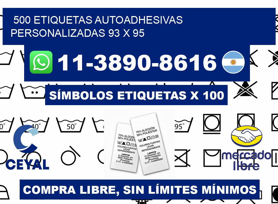 500 Etiquetas autoadhesivas personalizadas 93 x 95