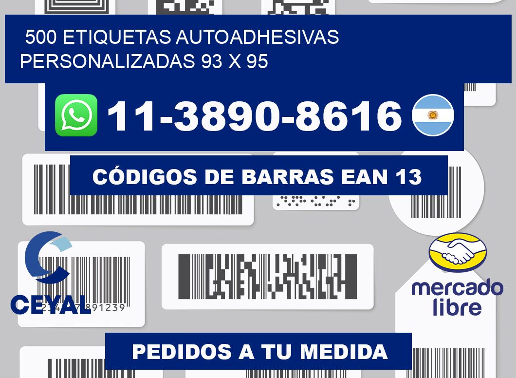 500 Etiquetas autoadhesivas personalizadas 93 x 95
