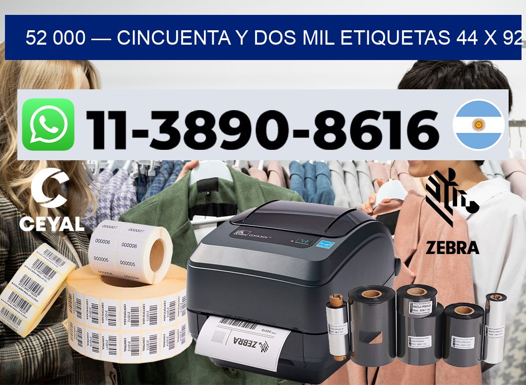 52 000 — cincuenta y dos mil etiquetas 44 x 92