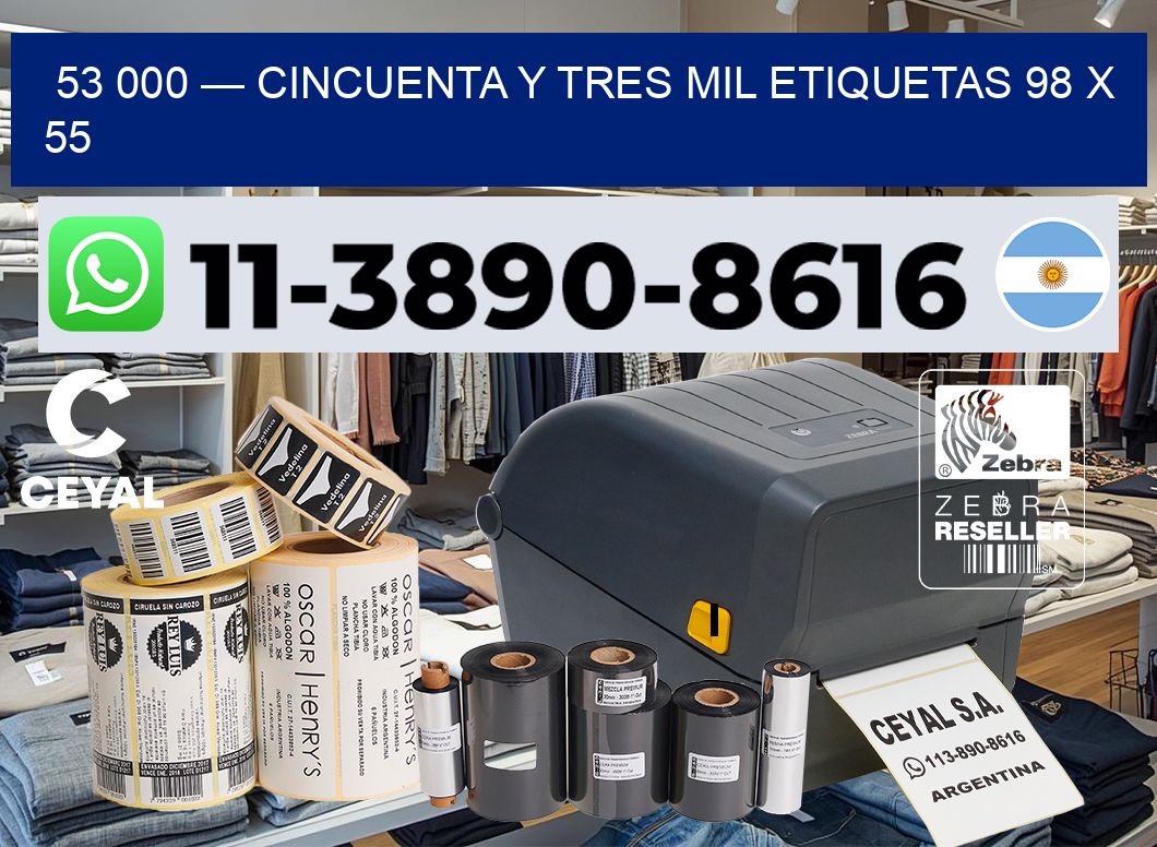 53 000 — cincuenta y tres mil etiquetas 98 x 55