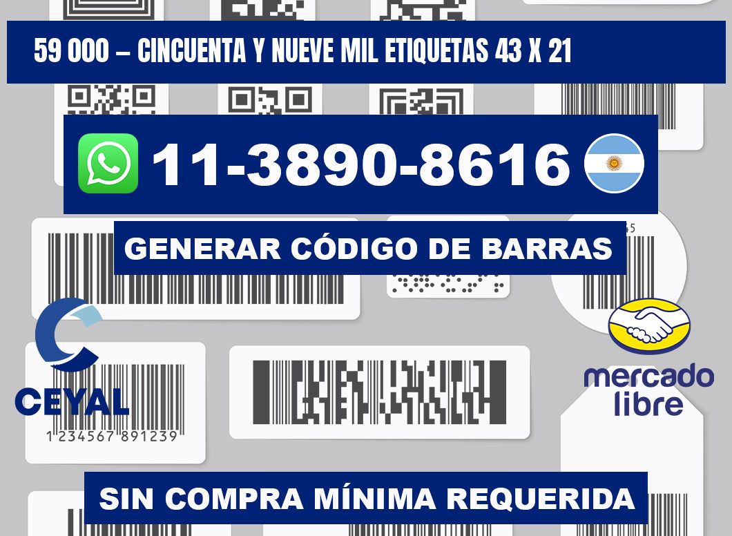 59 000 — cincuenta y nueve mil etiquetas 43 x 21
