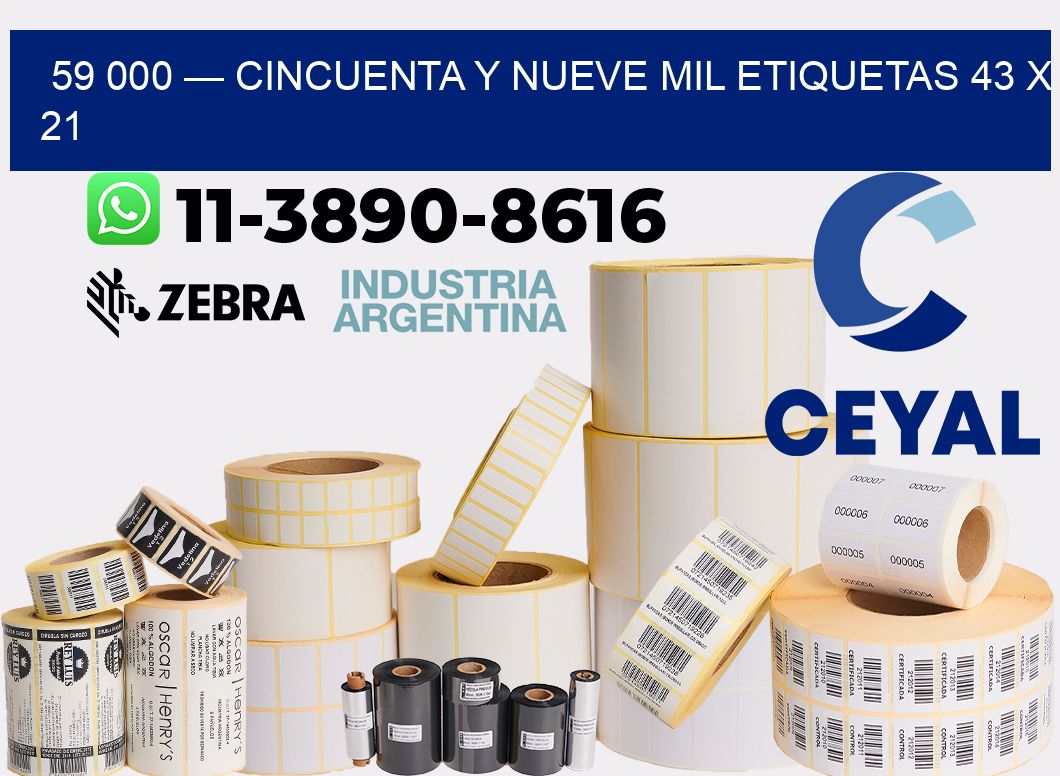 59 000 — cincuenta y nueve mil etiquetas 43 x 21