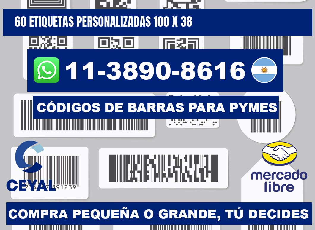 60 ETIQUETAS PERSONALIZADAS 100 x 38