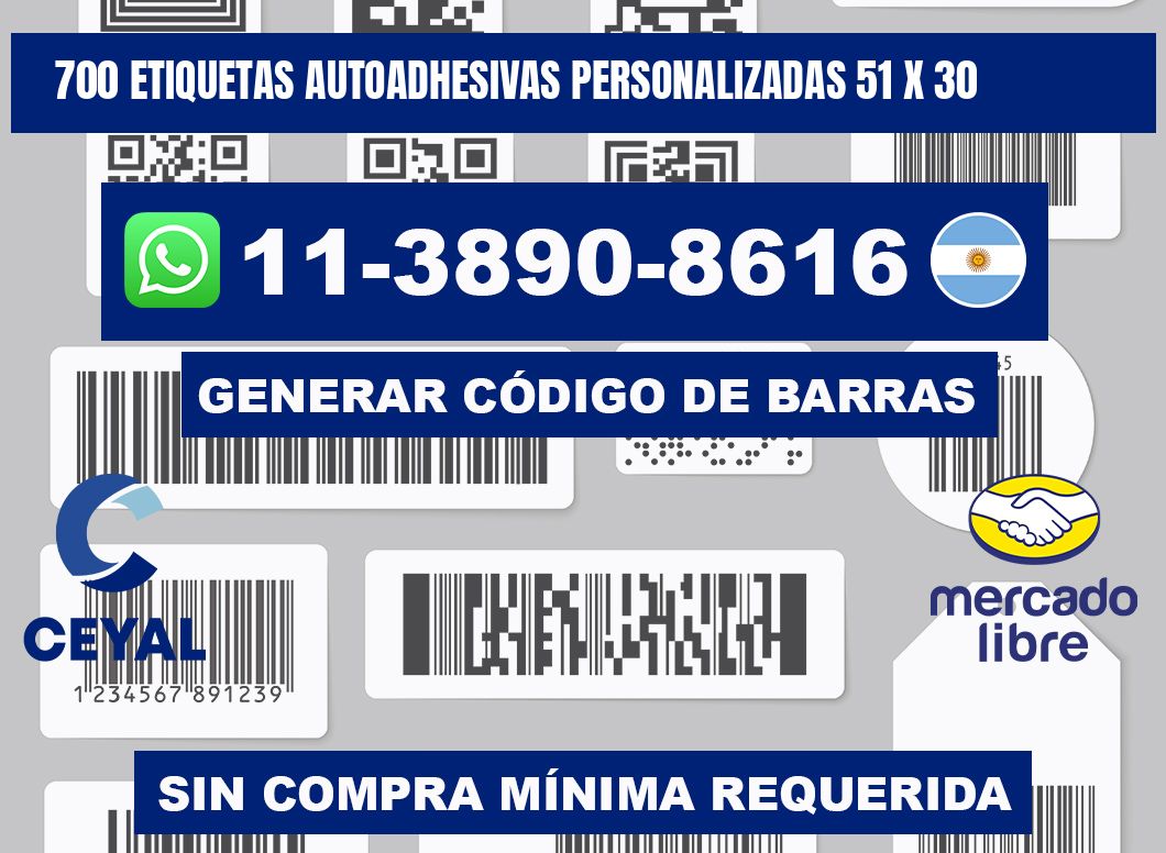 700 Etiquetas autoadhesivas personalizadas 51 x 30