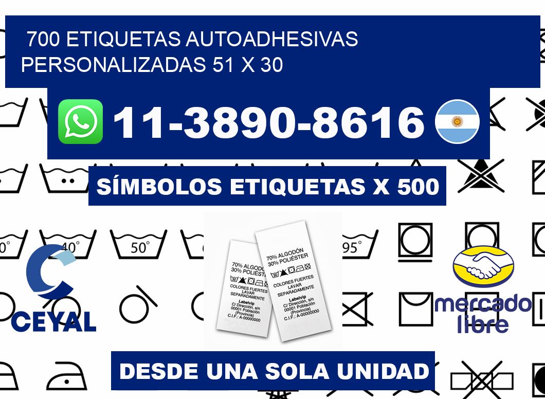 700 Etiquetas autoadhesivas personalizadas 51 x 30