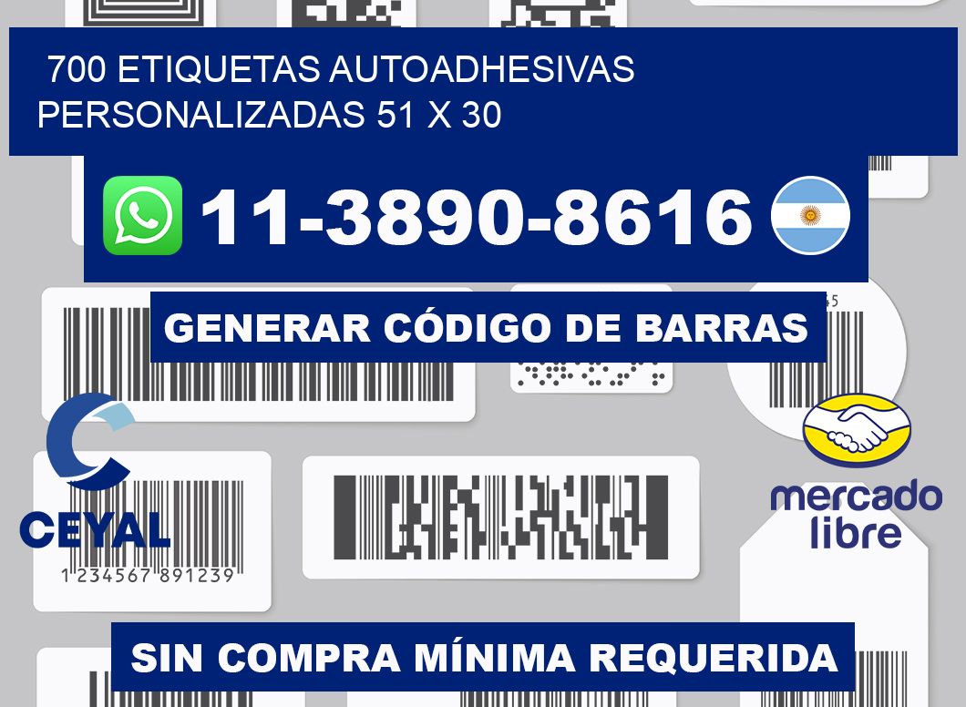 700 Etiquetas autoadhesivas personalizadas 51 x 30