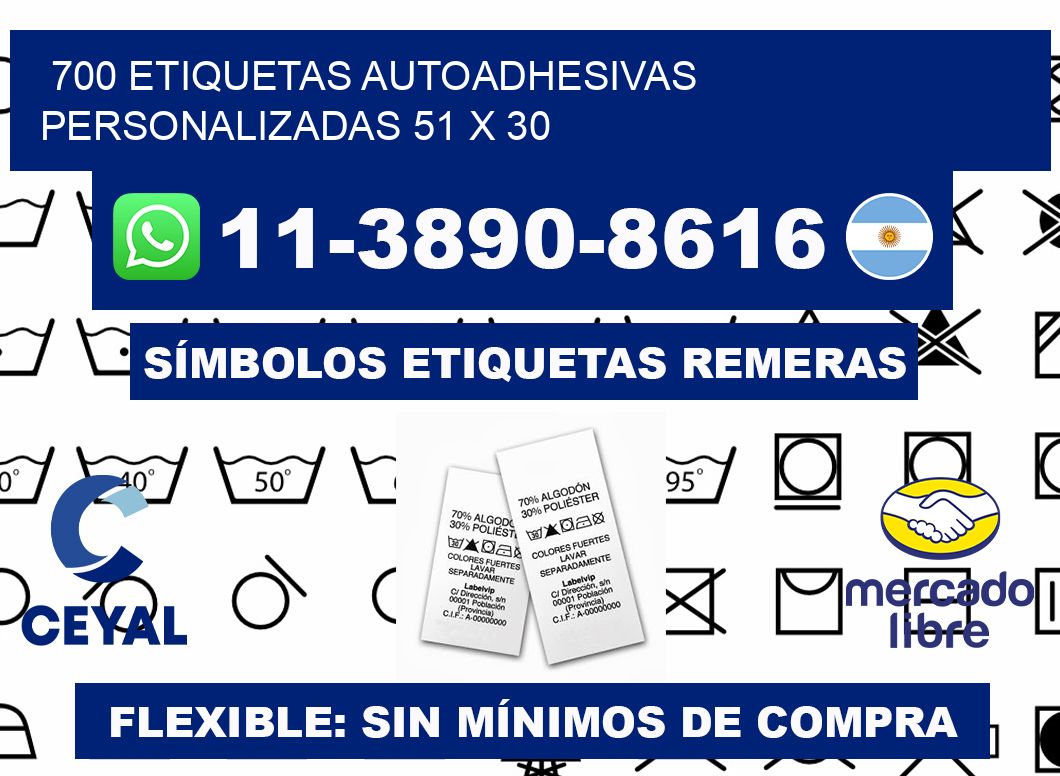 700 Etiquetas autoadhesivas personalizadas 51 x 30