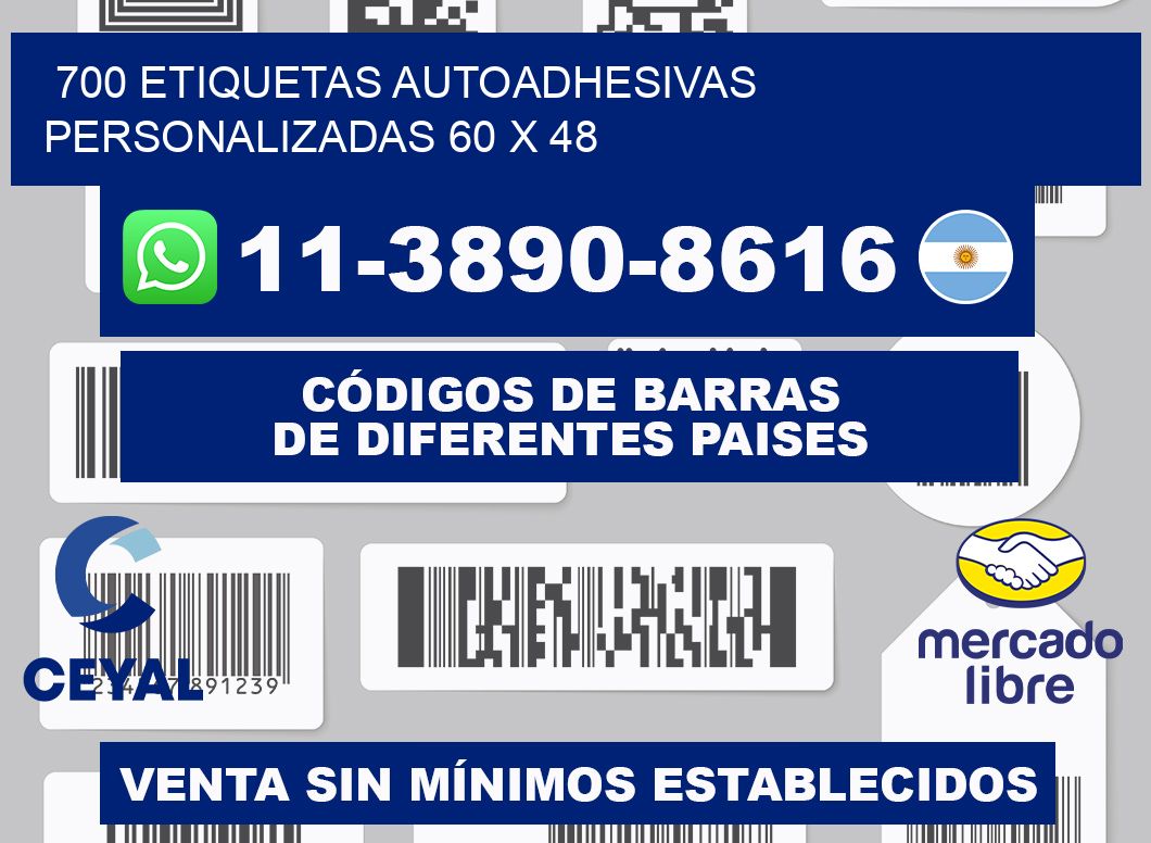 700 Etiquetas autoadhesivas personalizadas 60 x 48