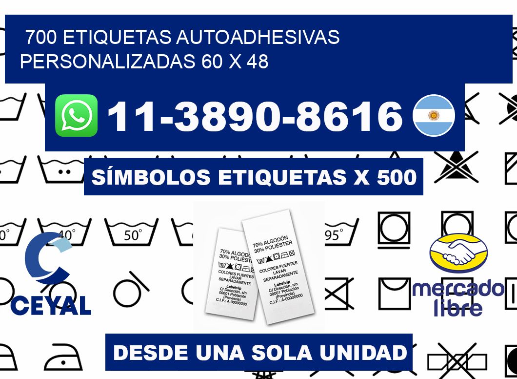 700 Etiquetas autoadhesivas personalizadas 60 x 48