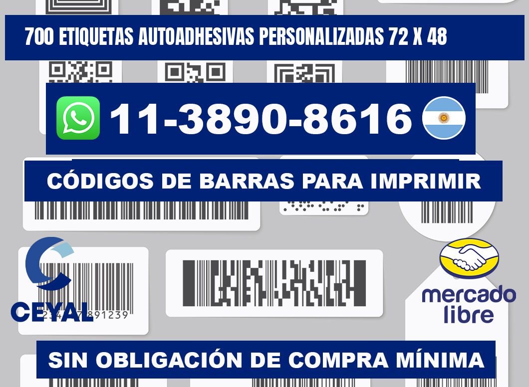 700 Etiquetas autoadhesivas personalizadas 72 x 48