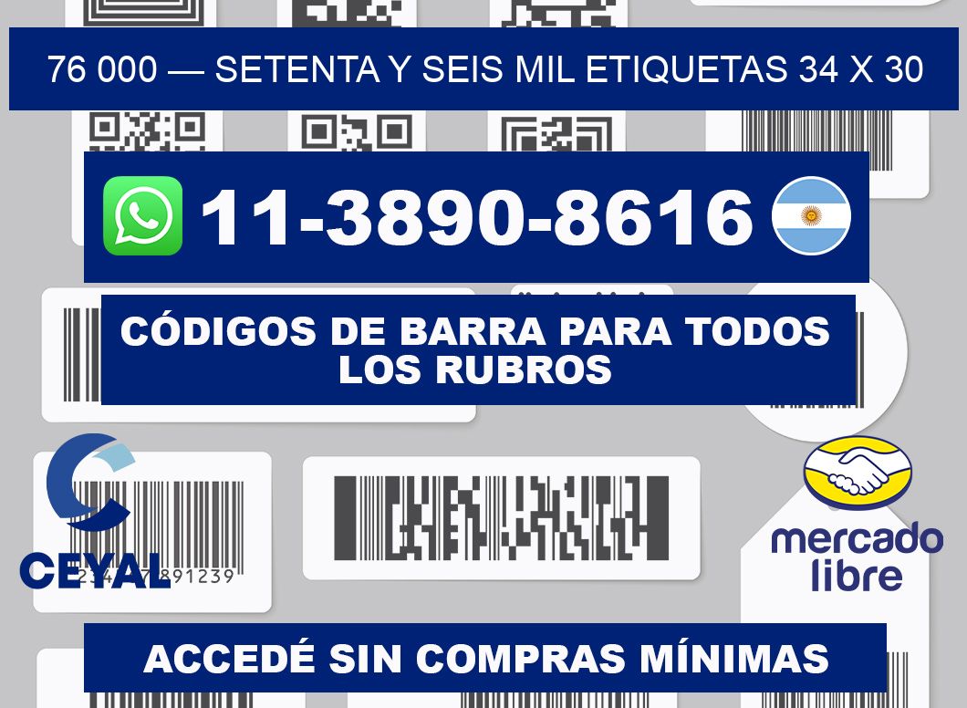 76 000 — setenta y seis mil etiquetas 34 x 30