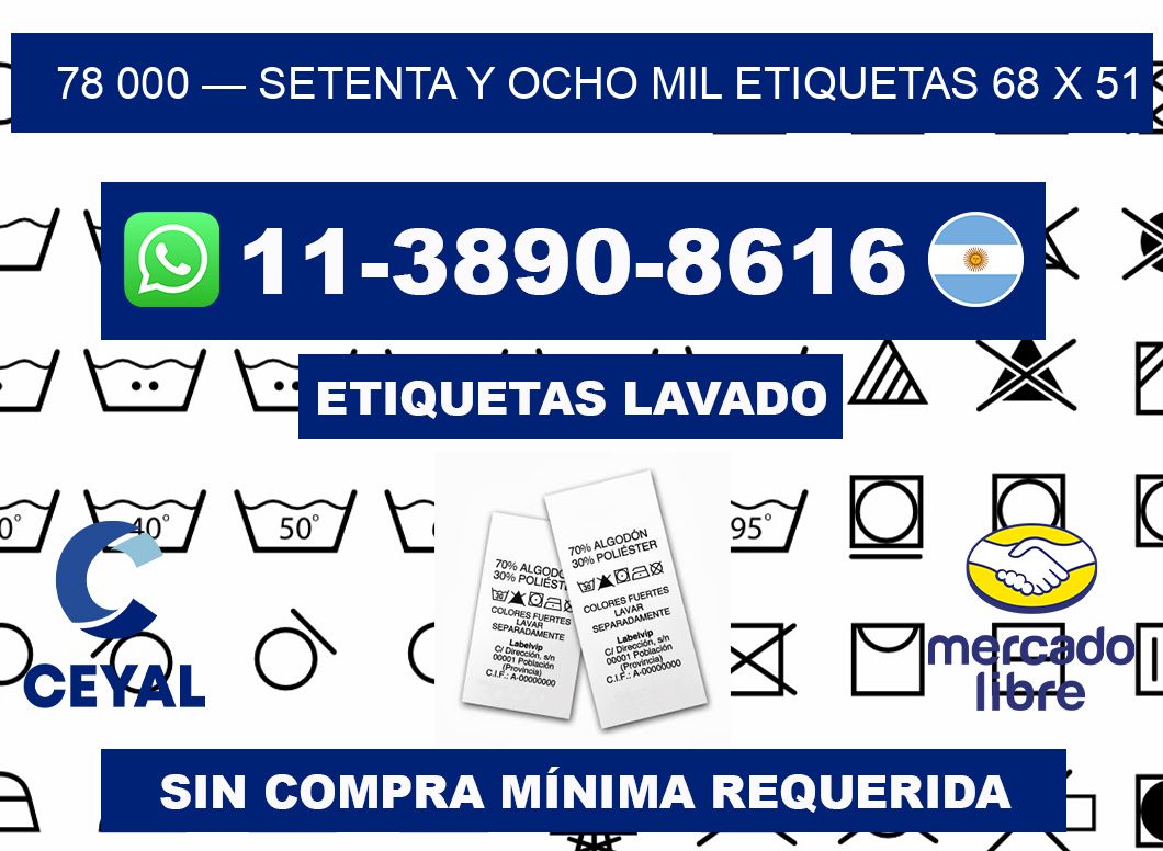 78 000 — setenta y ocho mil etiquetas 68 x 51