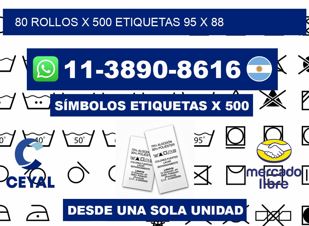 80 rollos x 500 etiquetas 95 x 88