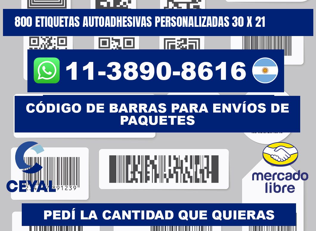 800 Etiquetas autoadhesivas personalizadas 30 x 21