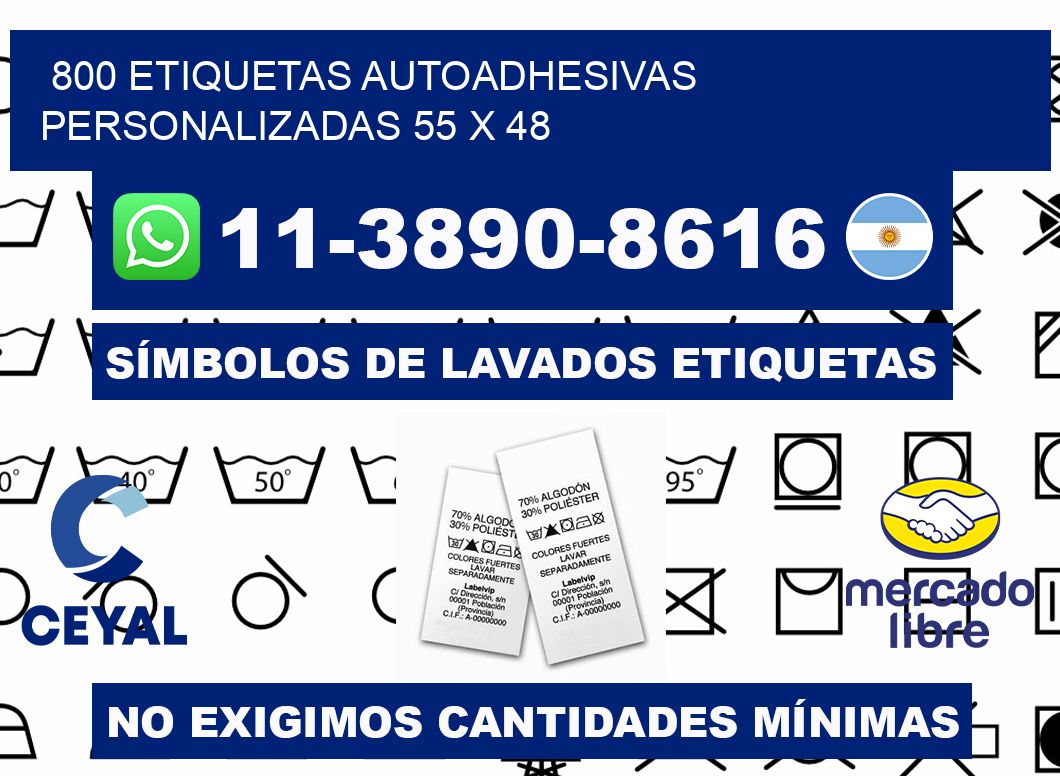 800 Etiquetas autoadhesivas personalizadas 55 x 48