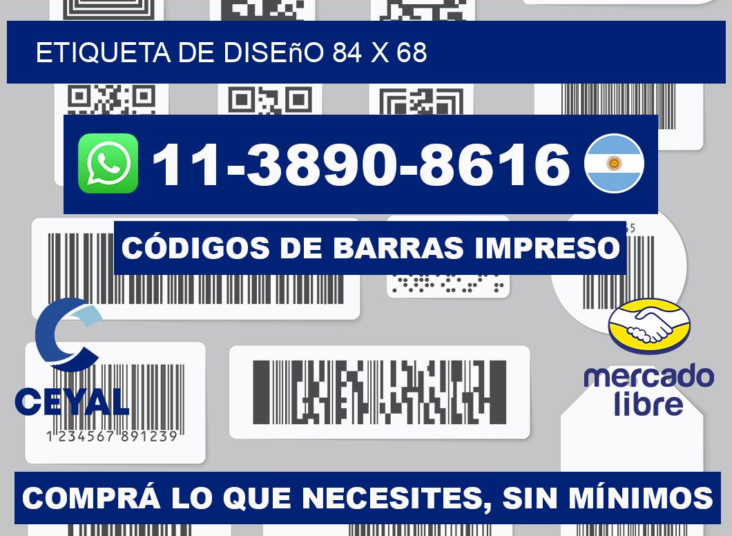 Etiqueta de diseño 84 x 68