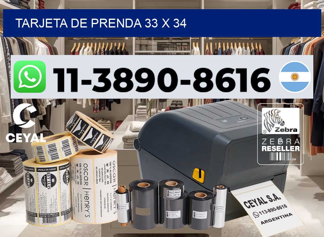 Tarjeta de prenda 33 x 34
