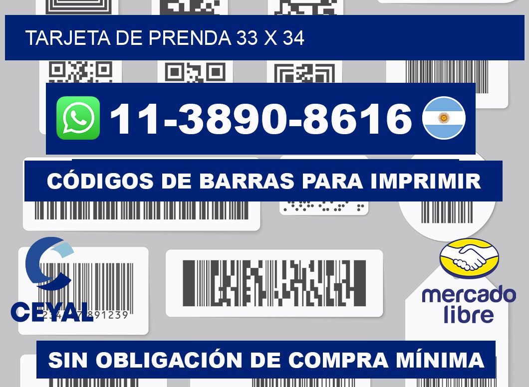 Tarjeta de prenda 33 x 34