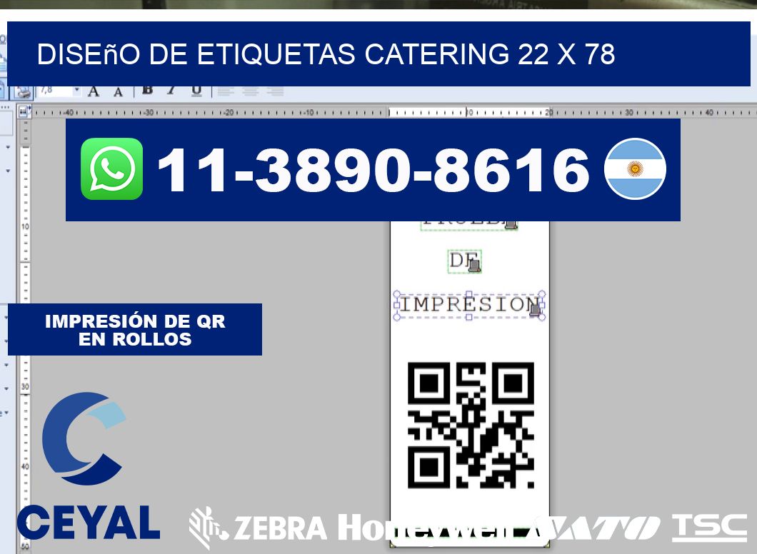 diseño de etiquetas catering 22 x 78