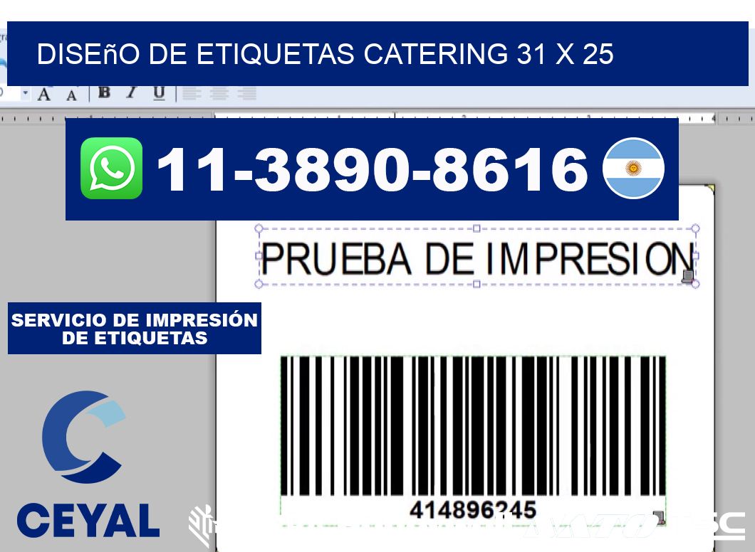 diseño de etiquetas catering 31 x 25