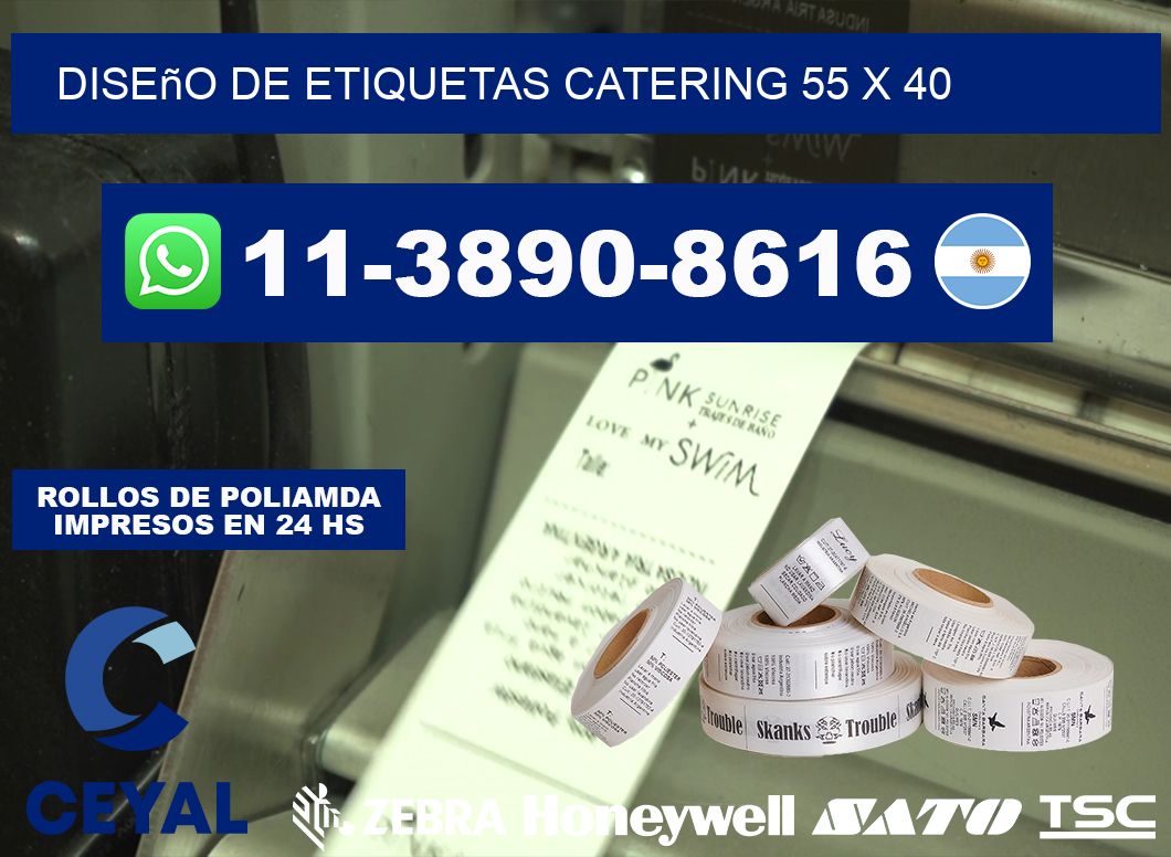 diseño de etiquetas catering 55 x 40