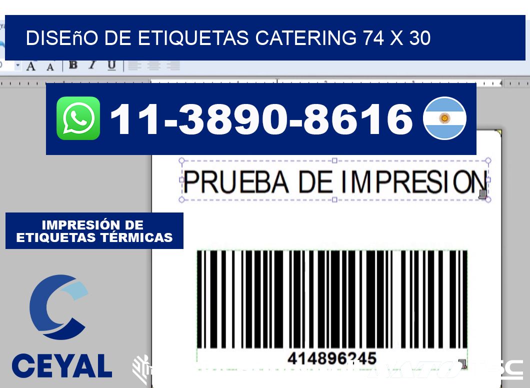 diseño de etiquetas catering 74 x 30