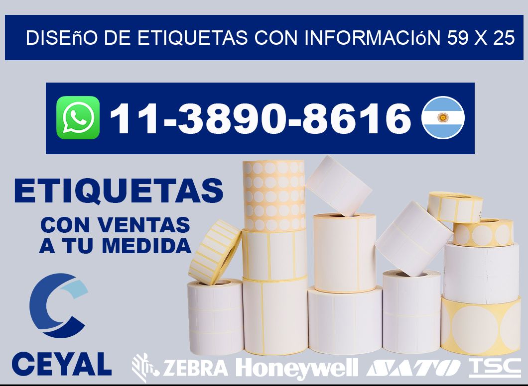 diseño de etiquetas con información 59 x 25