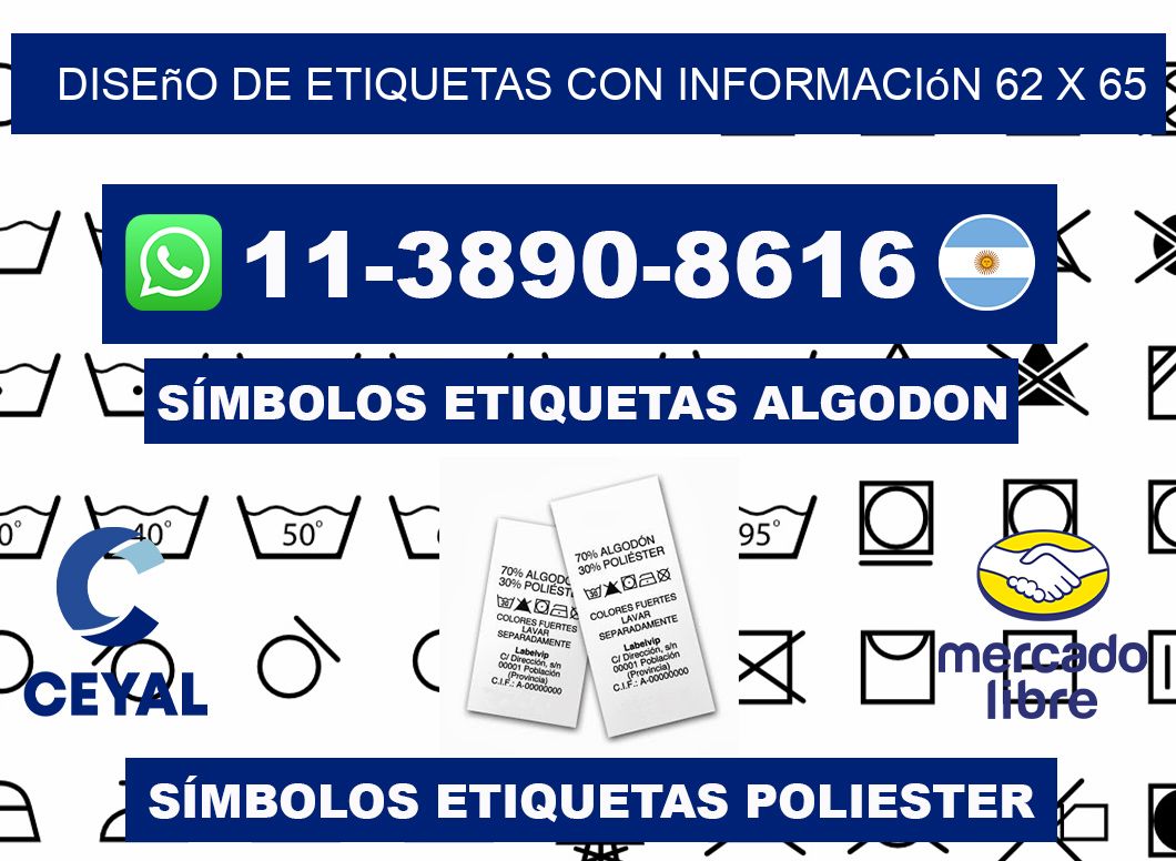diseño de etiquetas con información 62 x 65