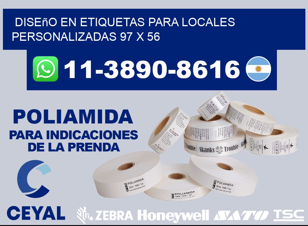 diseño en etiquetas para locales personalizadas 97 x 56