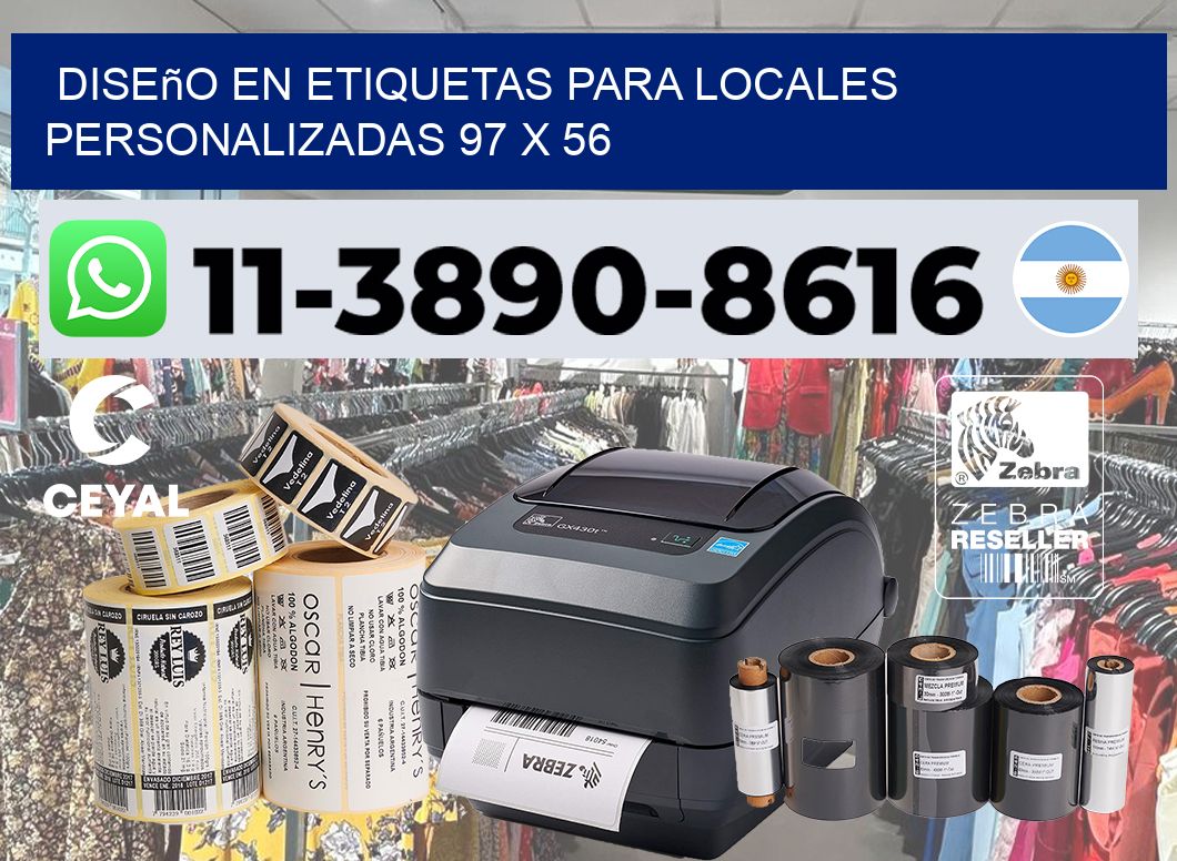 diseño en etiquetas para locales personalizadas 97 x 56