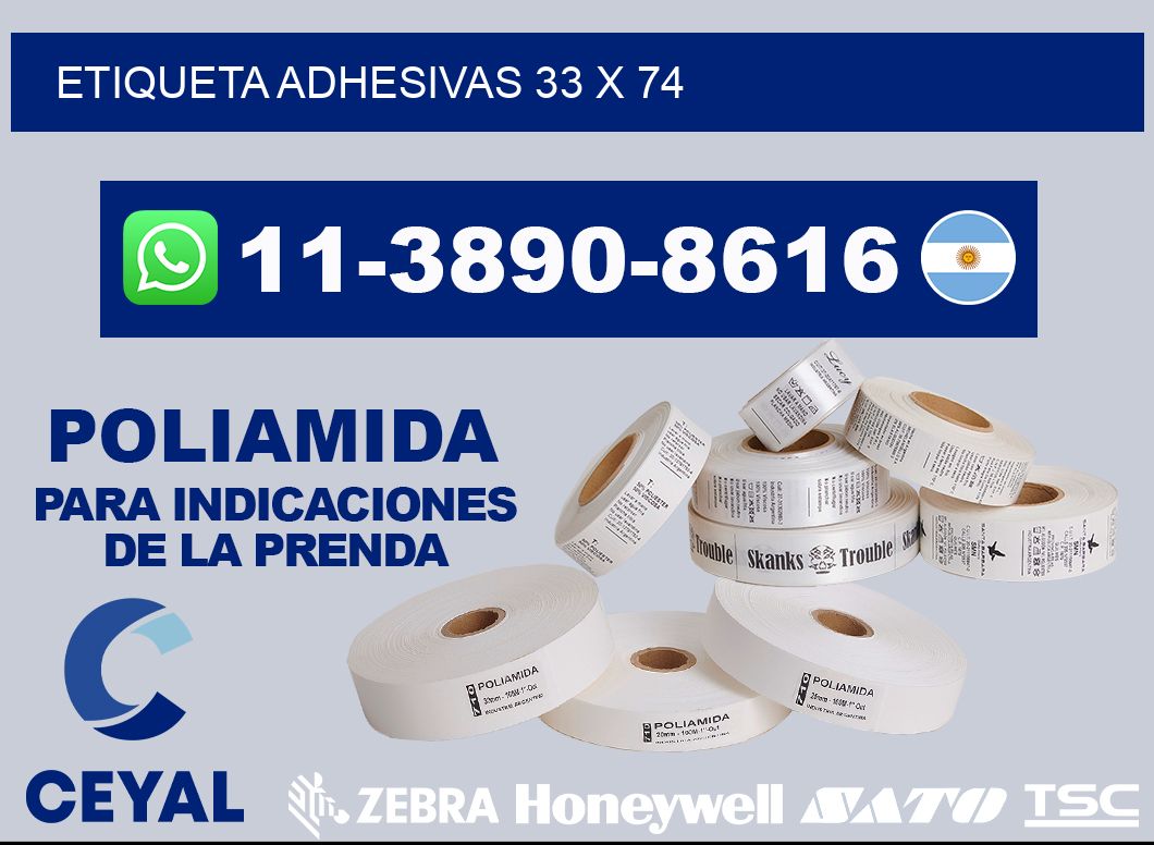 etiqueta adhesivas 33 x 74