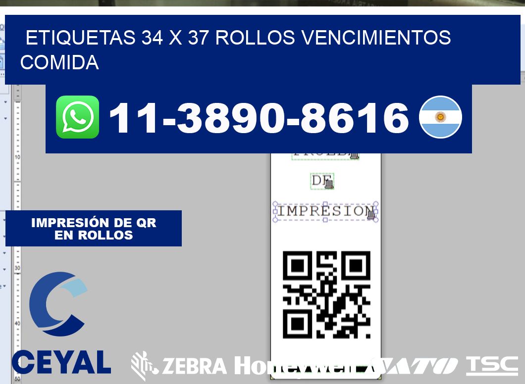 etiquetas 34 x 37 rollos vencimientos comida