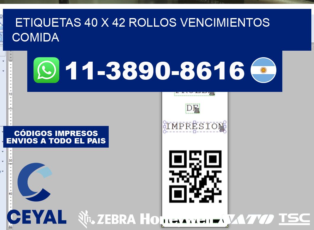 etiquetas 40 x 42 rollos vencimientos comida