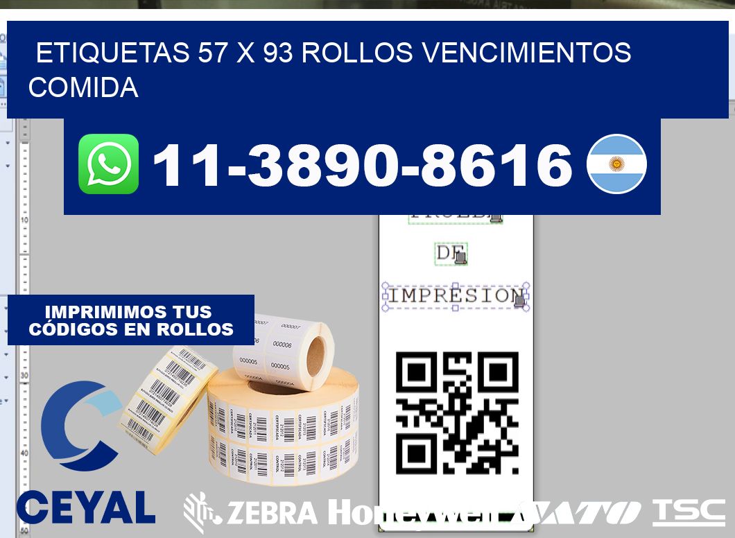 etiquetas 57 x 93 rollos vencimientos comida
