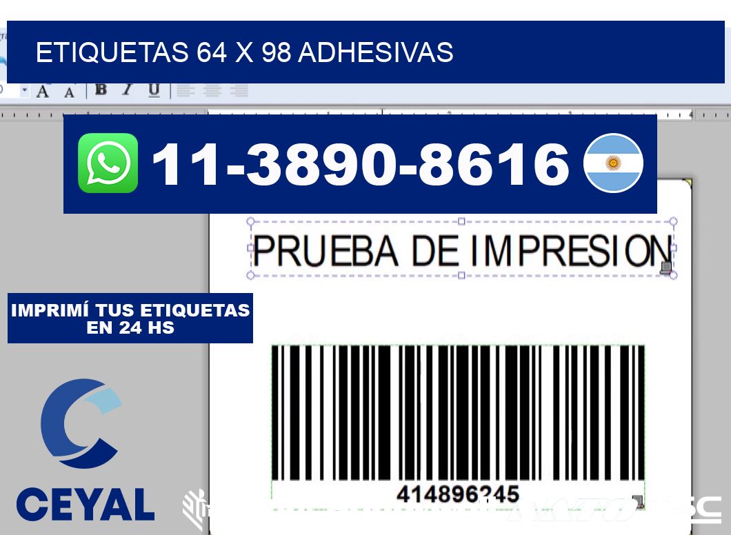 etiquetas 64 x 98 adhesivas