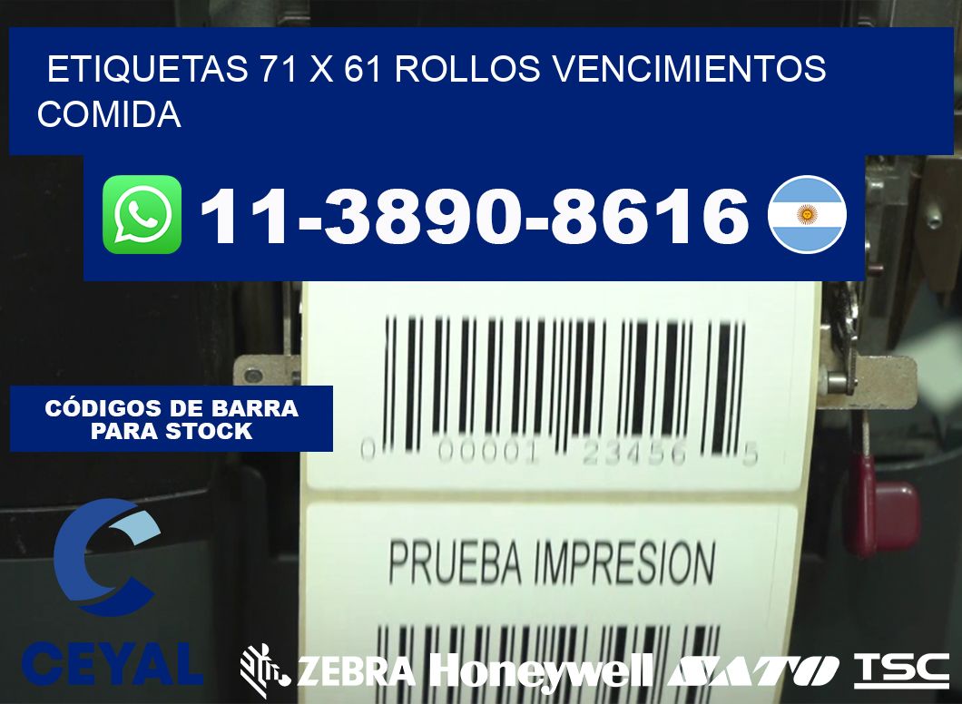 etiquetas 71 x 61 rollos vencimientos comida
