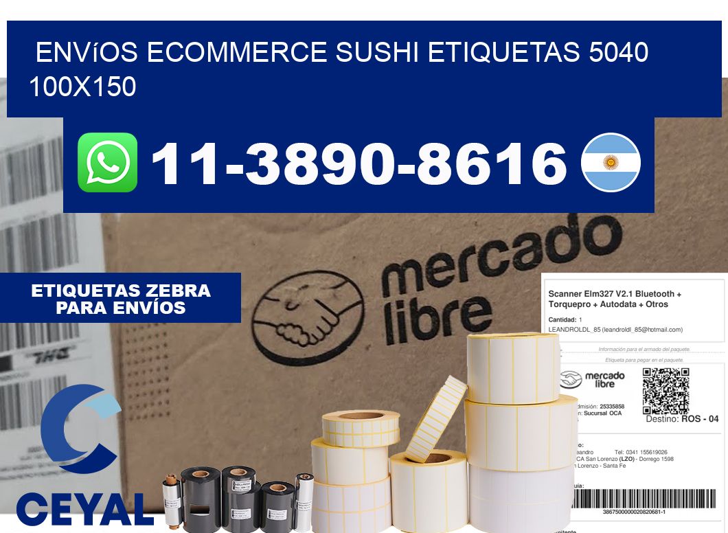 Envíos Ecommerce sushi etiquetas 5040 100x150