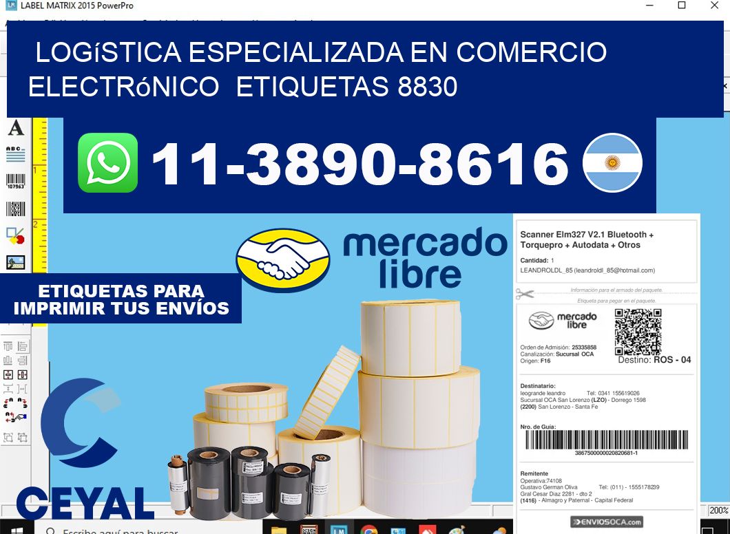Logística especializada en comercio electrónico  etiquetas 8830
