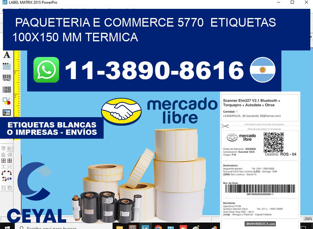 Paqueteria e commerce 5770 etiquetas 100x150 mm termica