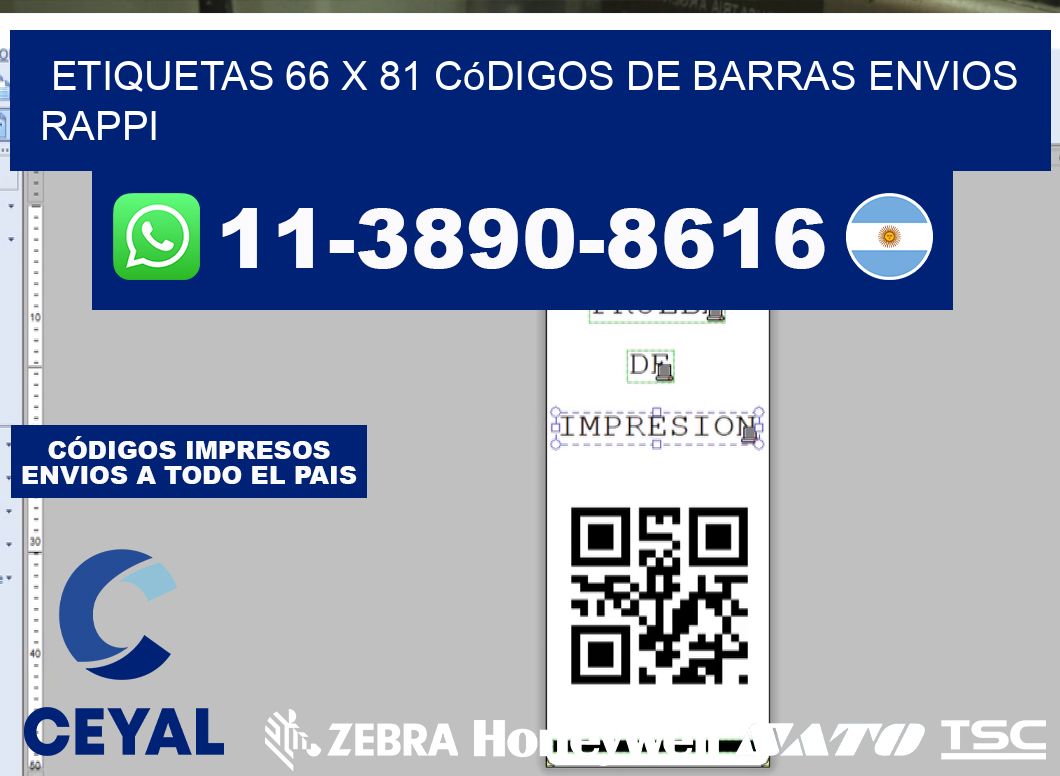 etiquetas 66 x 81 códigos de barras envios rappi