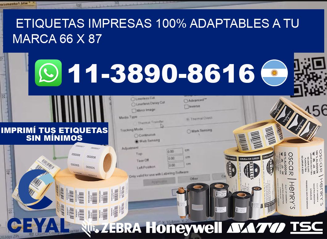 etiquetas impresas 100% adaptables a tu marca 66 x 87