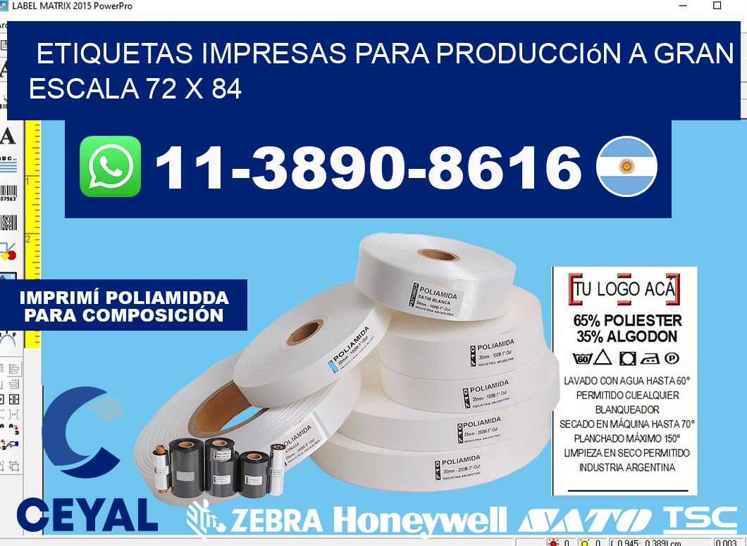 etiquetas impresas para producción a gran escala 72 x 84