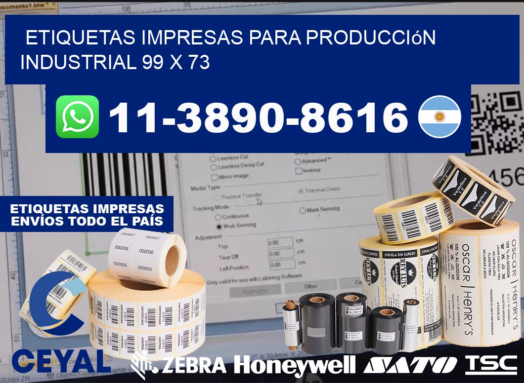 etiquetas impresas para producción industrial 99 x 73