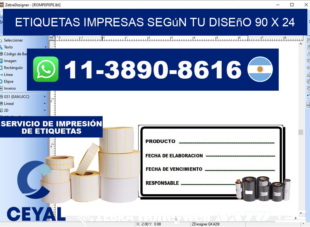 etiquetas impresas según tu diseño 90 x 24