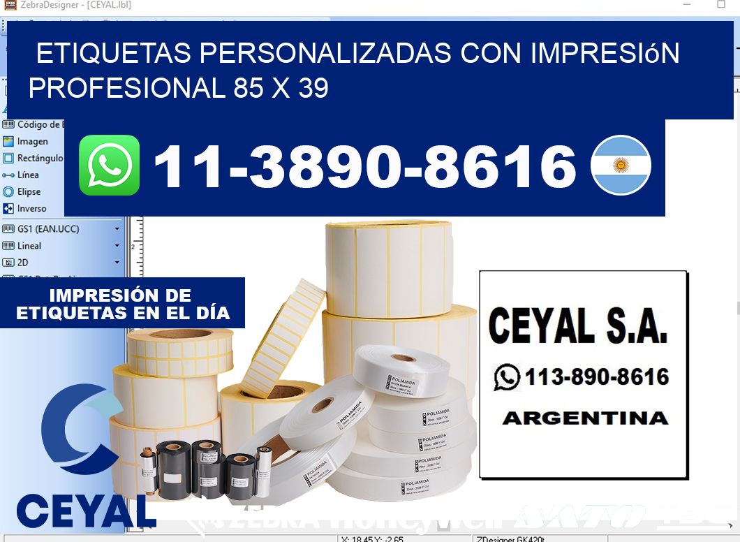 etiquetas personalizadas con impresión profesional 85 x 39