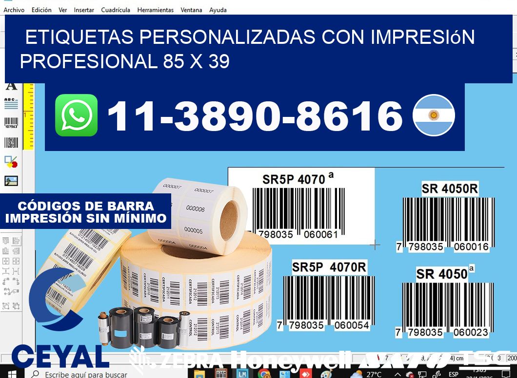 etiquetas personalizadas con impresión profesional 85 x 39