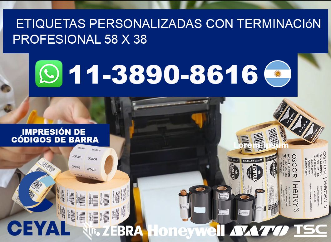 etiquetas personalizadas con terminación profesional 58 x 38