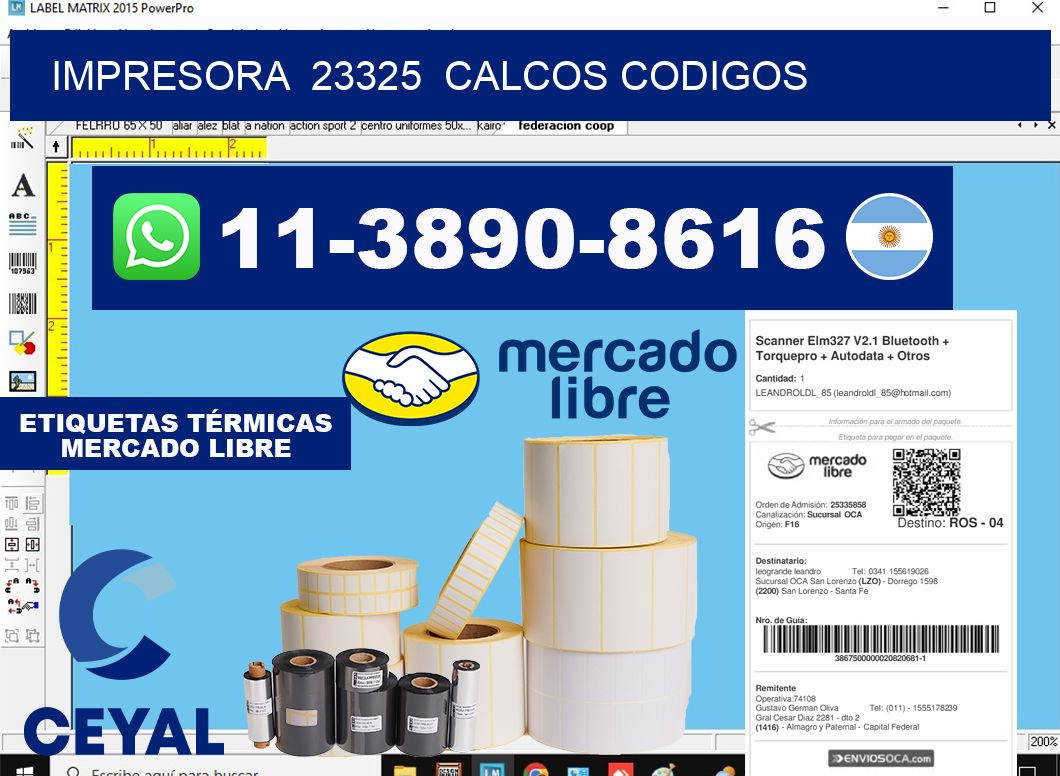 impresora 23325 calcos codigos